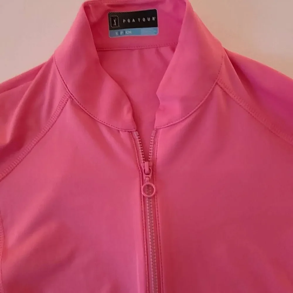 PGA Tour Womens Sun Protection Breathable Pink Under Sleeve Mesh Golf Shirt - Picture 7 of 12